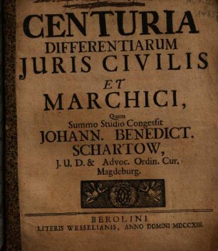 Centuria Differentiarum Iuris Civilis Et Marchici