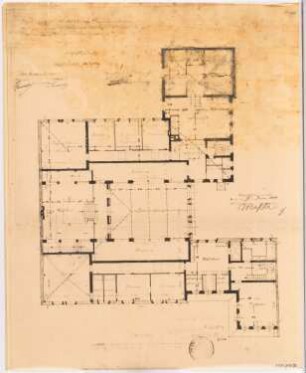 Villa von der Heydt, Berlin-Tiergarten. Zum Projekt gehörend: Böhmer & Petrich, Villa von der Heydt, Berlin-Tiergarten Umbau: Grundriss Erdgeschoss 1:100