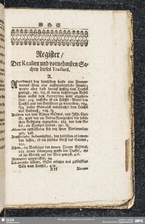 Register, Der Realien und vornehmsten Sachen dieses Tractats