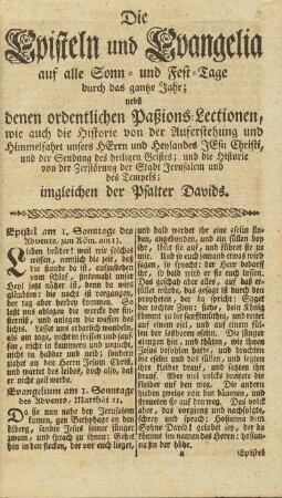Episteln und Evangelia auf alle Sonn- und Fest-Tage ...