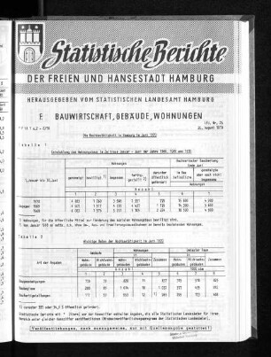 Die Hochbautätigkeit in Hamburg im Juni 1970 : Lfd. Nr. 26