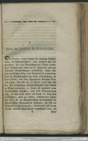 I. Ueber das Entstehen der Gebrechlichkeit