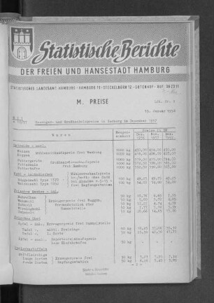 Erzeuger- und Großhandelspreise in Hamburg im Dezember 1957 : Lfd. Nr. 3