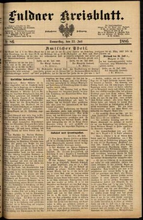 Ausgabe vom Donnerstag, den 22. Juli 1886.