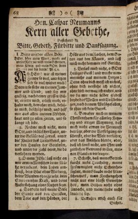 68-78, Hrn. Caspar Neumanns Kern aller Gebethe