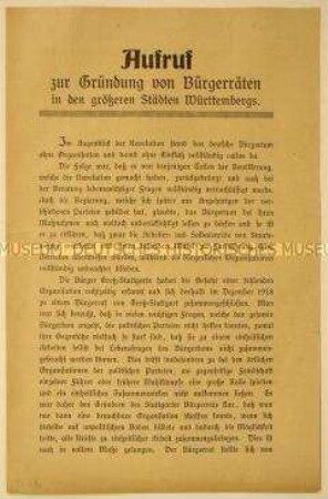 Denkschrift des Bürgerrates Groß-Stuttgarts pro Gründung von Bürgerräten in den Städten Württembergs