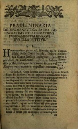Elementa Hermeneuticae Sacrae Methodo Naturali Concinnata