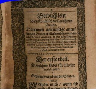 Betbüchlein des Königlichen Propheten David ...
