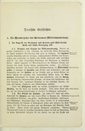 A. Die Wanderjahre der Germanen (Völkerwanderung)