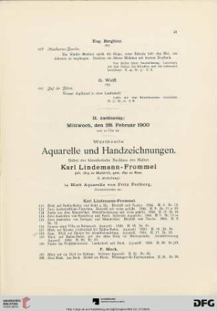 Werthvolle Aquarelle und Handzeichnungen (Nr. 111-315)