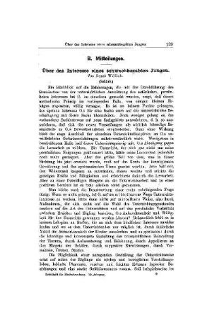 Über das Interesse eines schwachbegabten Jungen : (Schluß) ; [Mitteilungen]