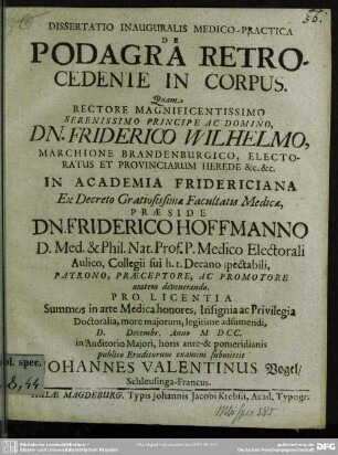 Dissertatio Inauguralis Medico-Practica De Podagra Retrocedente In Corpus