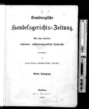 1.1868: Hamburgische Handelsgerichts-Zeitung