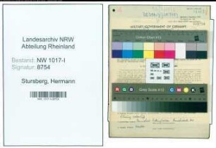 Entnazifizierung Hermann Stursberg , geb. 10.07.1883 (Lebensmittelhaendler)