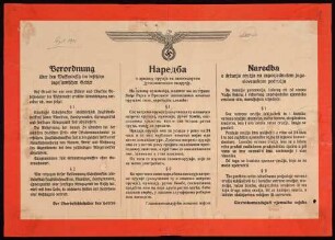 "Verordnung über den Waffenbesitz im besetzten jugoslawischen Gebiet"