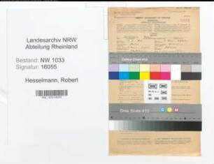 Entnazifizierung Robert Hesselmann , geb. 15.02.1915 (Schlosser)