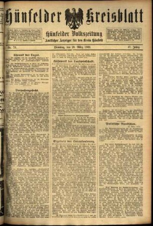 Ausgabe vom Dienstag, den 28. März 1922.