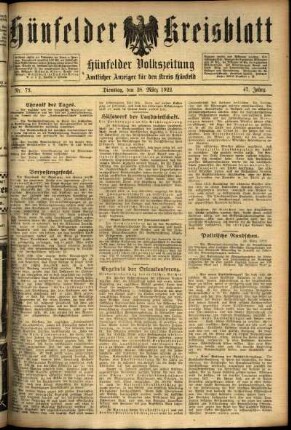 Ausgabe vom Dienstag, den 28. März 1922.
