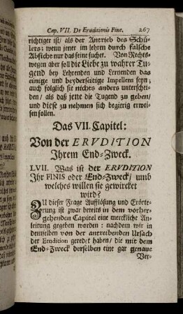 Das VII. Capitel: Von der Erudition Ihrem End-Zweck.
