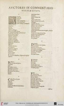 Avctores in Commentario notitiae citati