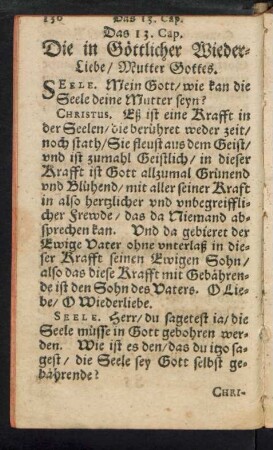 Das 13. Cap. Die in Göttlicher Wieder-Liebe/ Mutter Gottes.
