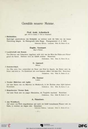 Gemälde neuerer Meister (Nr. 1-39)