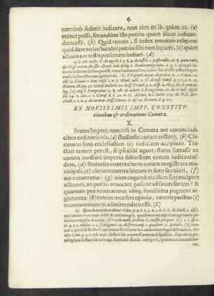 Ex Novissimis Impp. Constitutionibus et ordinatione Camerae.