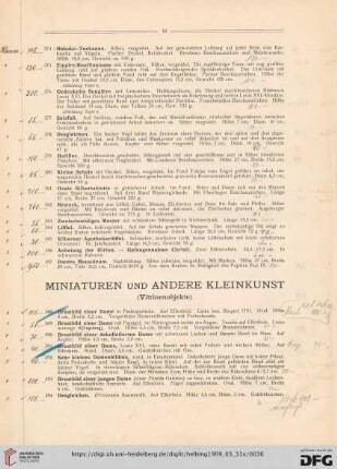 Miniaturen und andere Kleinkunst (Vitrinenobjekte) (Nr. 388-437)