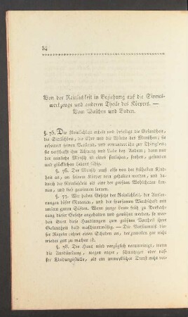 Von der Reinlichkeit [...].