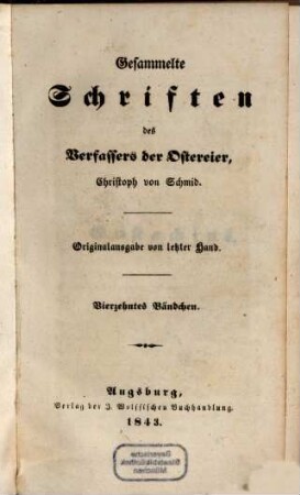 Gesammelte Schriften des Verfassers der Ostereier, Christoph von Schmid, 14. Eustachius