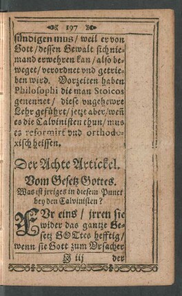 Der Achte Artickel. Vom Gesetz Gottes.