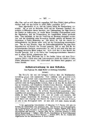 Selbstverwaltung in den Schulen : (Schluß)