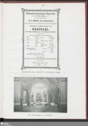 Theaterzettel zum "Parsifal" in Bayreuth (1882) - Der Gralstempel im "Parsifal"