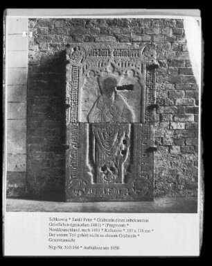 Grabstein eines unbekannten Geistlichen (gestorben 1481)
