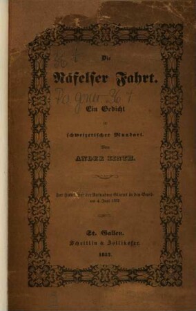 Die Näfelser Fahrt : ein Gedicht in schweizerischer Mundart