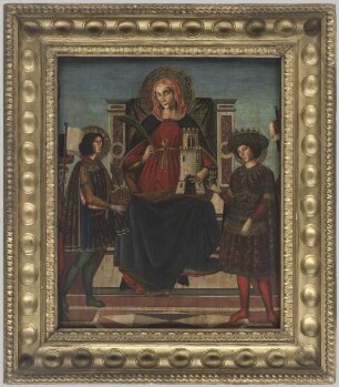 Gemälde, Heilige Barbara mit Nimbus, Palmzweig und Turm