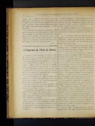 L'Emprunt de l'Etat de Bahia