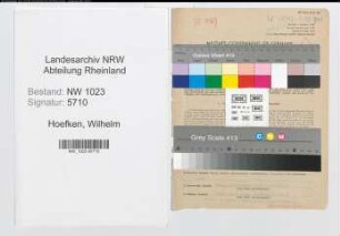 Entnazifizierung Wilhelm Hoefken , geb. 25.09.1899 (Buergermeister)