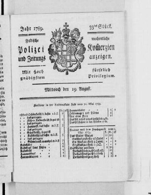 33tes Stück., Ausgabe vom 19. August 1789