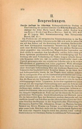 272-273 [Rezension] Emonds, Hilarius, Zweite Auflage im Altertum