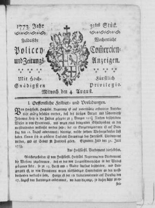 31tes Stück, Ausgabe vom 4. August 1773