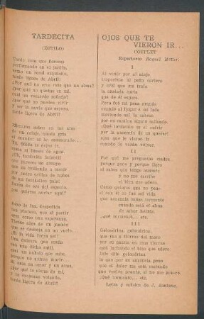 Ojos que te vieron ir... : Couplet. Repertorio Raquel Meller