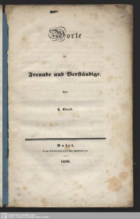 Worte für Freunde und Verständige