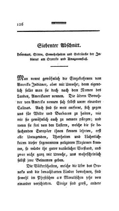 Siebenter Abschnitt - Lebensart, Sitten, Gewohnheiten und Gebräuche der Indianer, am Oronoko und Amazonenfluß.