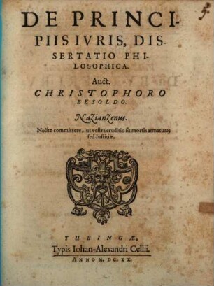 De principiis iuris dissertatio philosophica