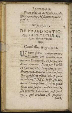 Articulus 5. De Praedicatione Poenitentiae Et Remissionis Universalis