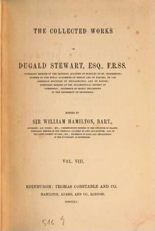 The collected works of Dugald Stewart. 8, Lectures on political economy ; Vol. 1