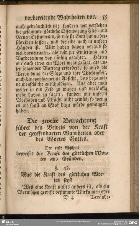 Die zweite Betrachtung führet den Beweis von der Kraft der geoffenbarten Wahrheiten oder des Wortes Gottes