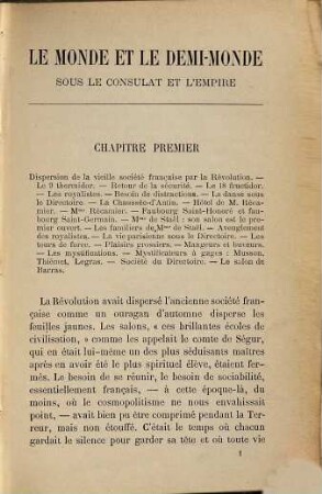Le monde et le demi-monde sous le consulat et l'empire
