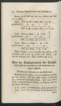 Von der Multiplication der Brüche, ...
